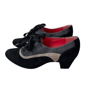 Pas de Rouge Black & Gray Suede Lace-Up Heels Women’s EU 39 US 8 – Made in Italy
